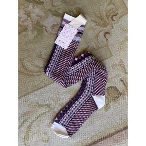 NWT Free People Blue Red Nordic Print Knee High Socks